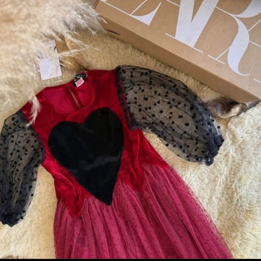 Zara Red and Black Heart Big girl dress. 14/16